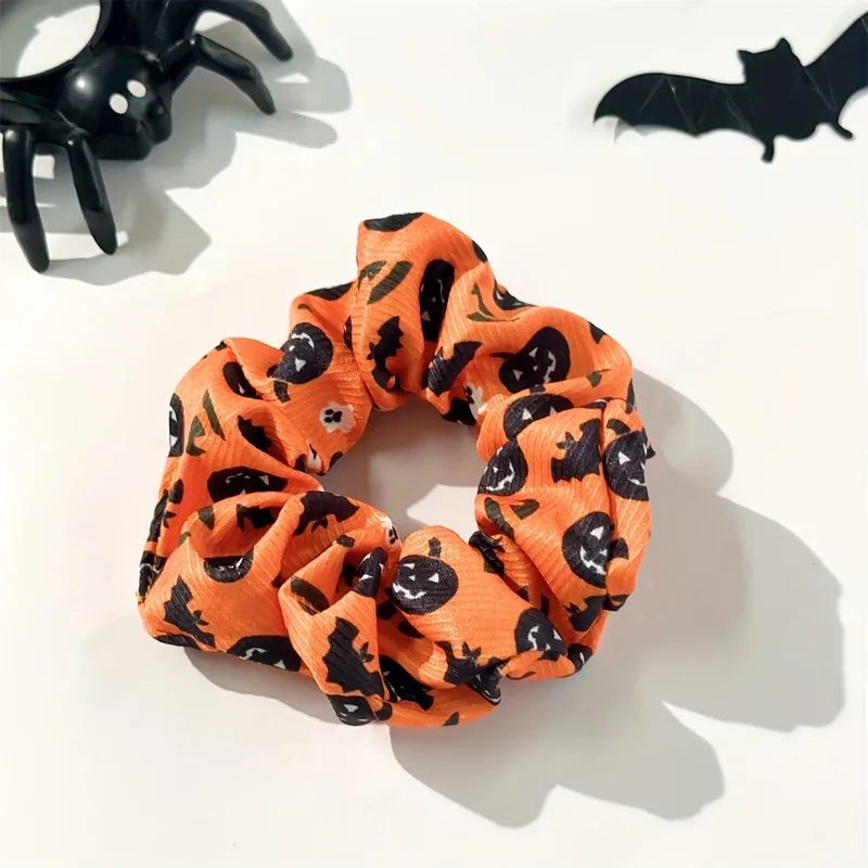 Women’s Cute Halloween Themed Hair Scrunches, 2 Counts/set Cute Hair Ties, Colourful Trendy Novelty Hair Accessories