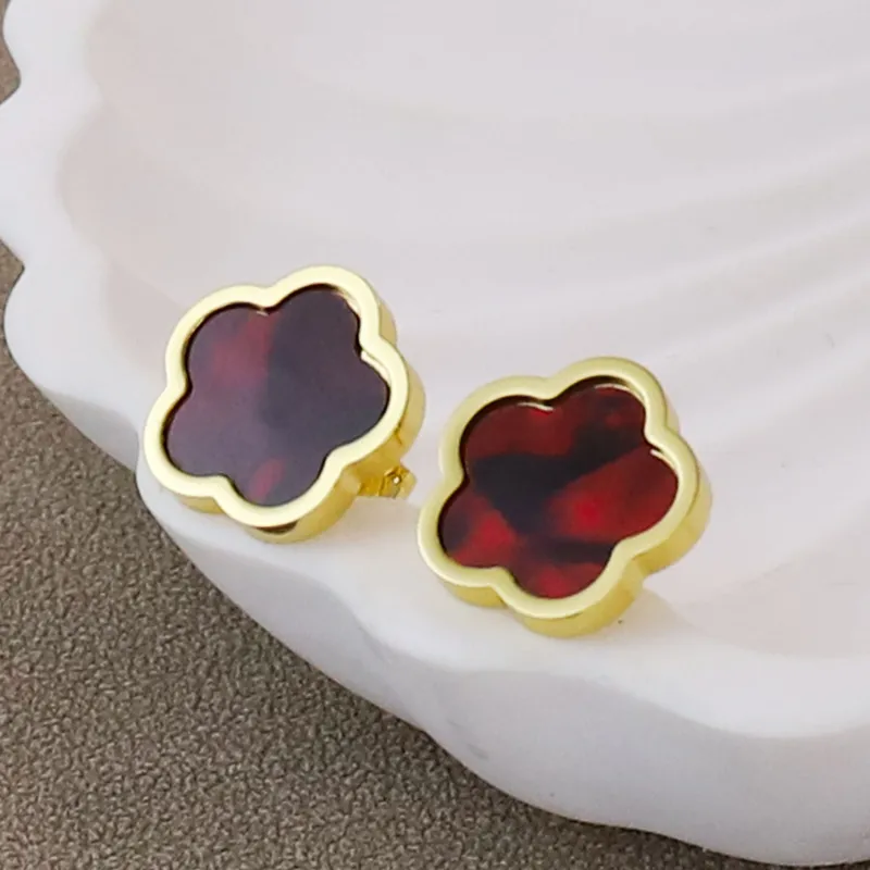 Stainless Steel Shell 18K Gold Plated Ear Studs - Image 6
