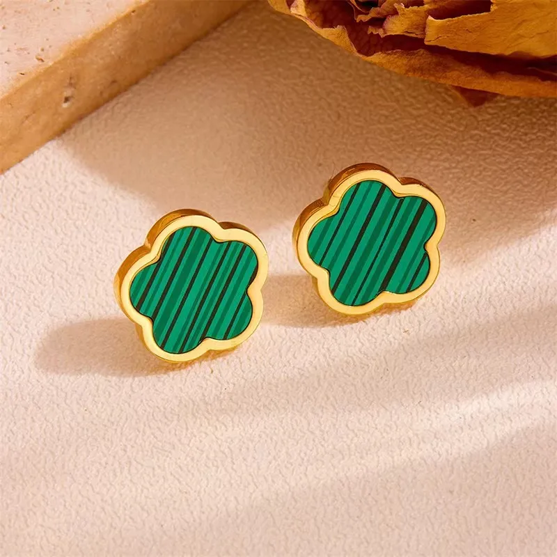 Stainless Steel Shell 18K Gold Plated Ear Studs - Image 4