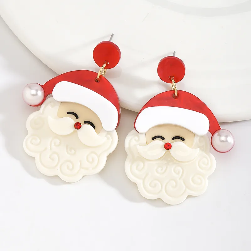 Christmas Santa Claus Arylic Drop Earrings