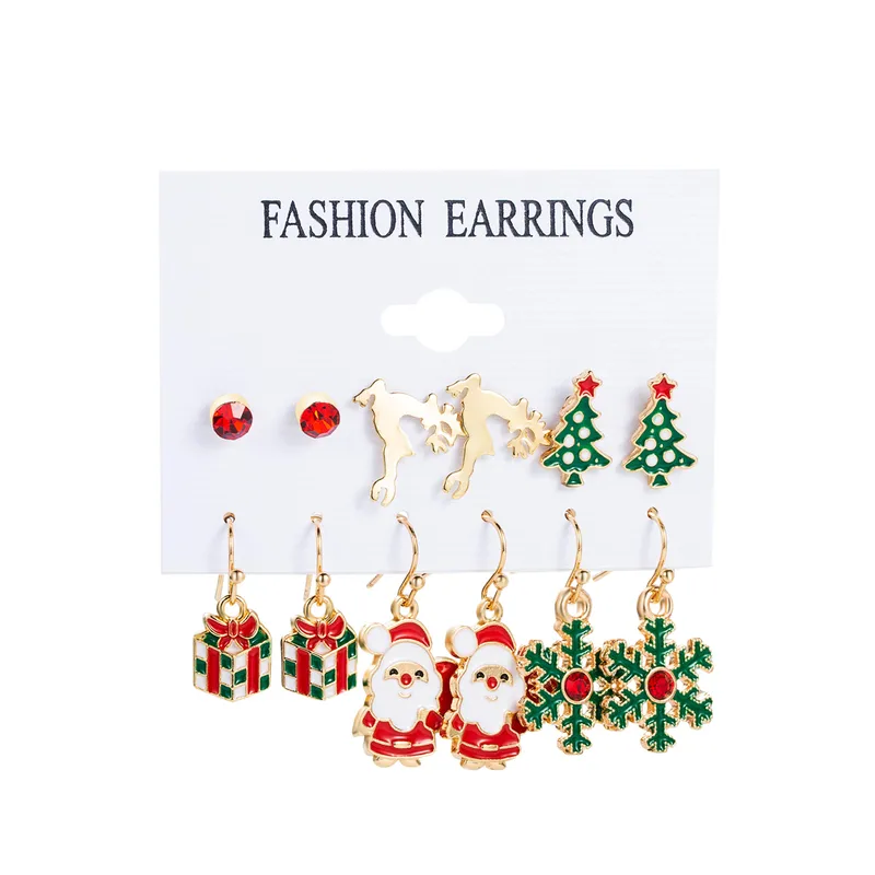 Christmas Tree Santa Claus Snowman Alloy Drop Earrings Ear Studs