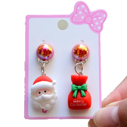 Christmas Santa Claus Plastic Resin Ear Clips