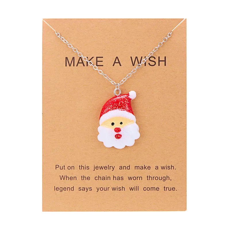 Christmas Tree Santa Claus Alloy Resin Iron Pendant Necklace