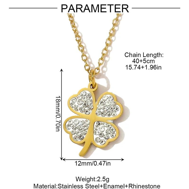 14K Gold-Plated Titanium Steel Four Leaf Clover Pendant Necklace - Image 3