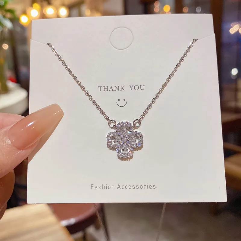 304 Stainless Steel Copper Four Leaf Clover Vacuum Plating 18K Real Gold Plated Elegant Luxurious Shiny Cable Chain Lobster Trigger Clasp Closure Pendant Necklace