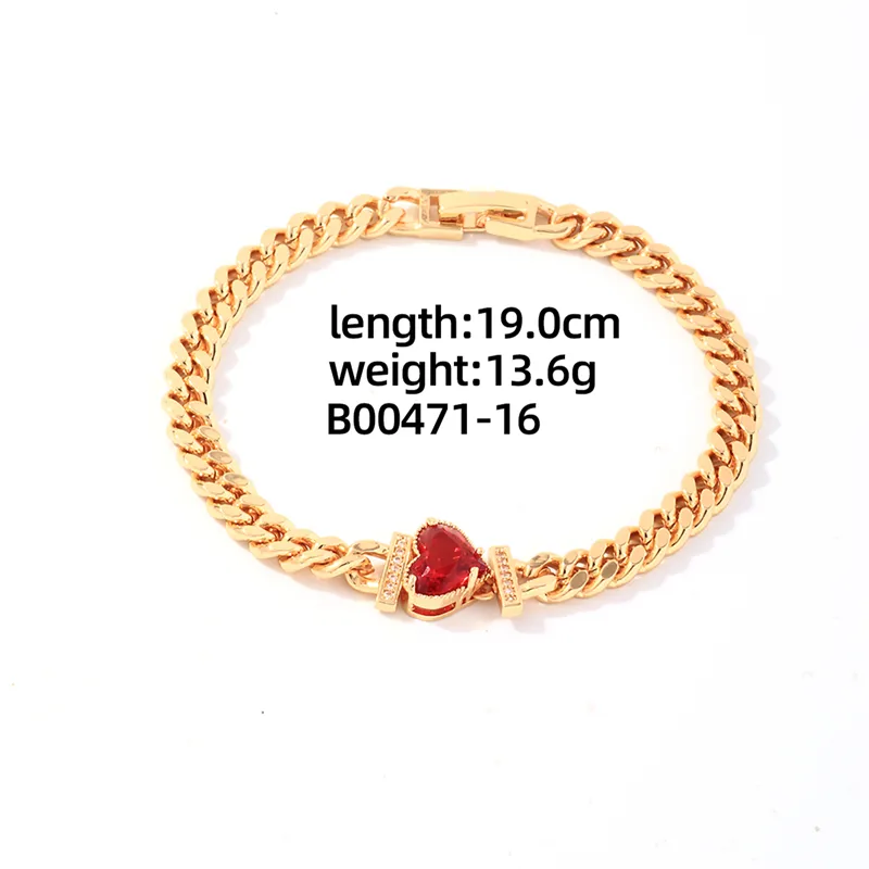 Stainless Steel Copper K Gold Plated Four Leaf Clover Heart Shape Zircon Bracelet - Image 4