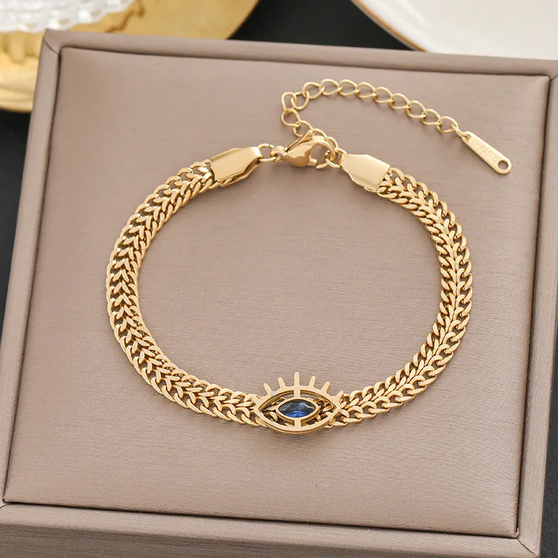 Elegant Modern Style Evil Eye Titanium Steel Bracelet