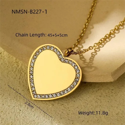 Heart Shaped Stainless Steel 18k Gold Plated Zircon Necklace