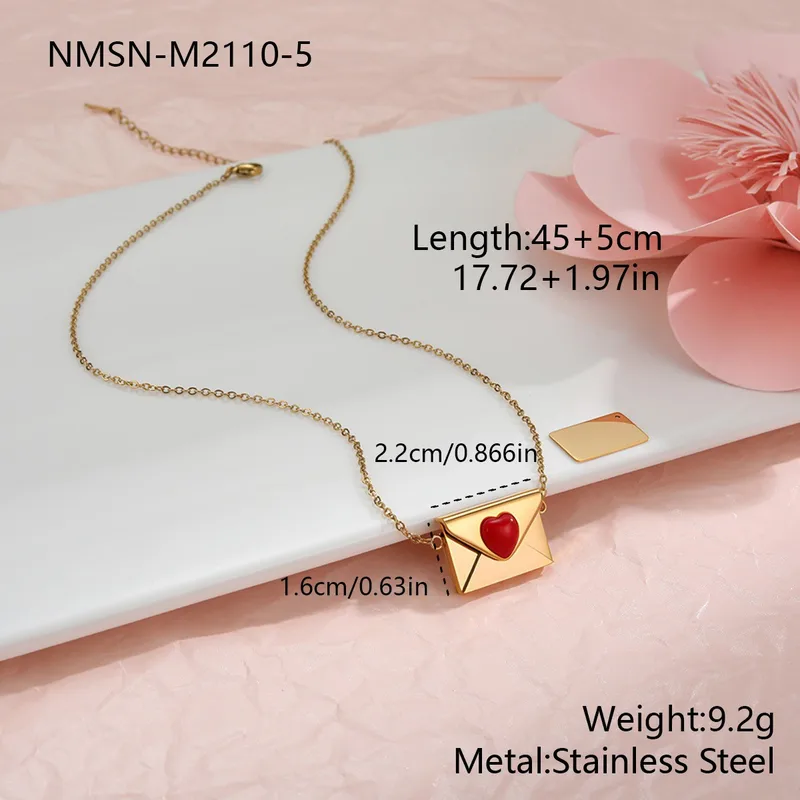 18k Gold Plated Stainless Steel Envelope Shaped Necklace - Image 2
